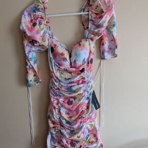 Fashion Nova Vibrant Floral Long Sleeve Dress